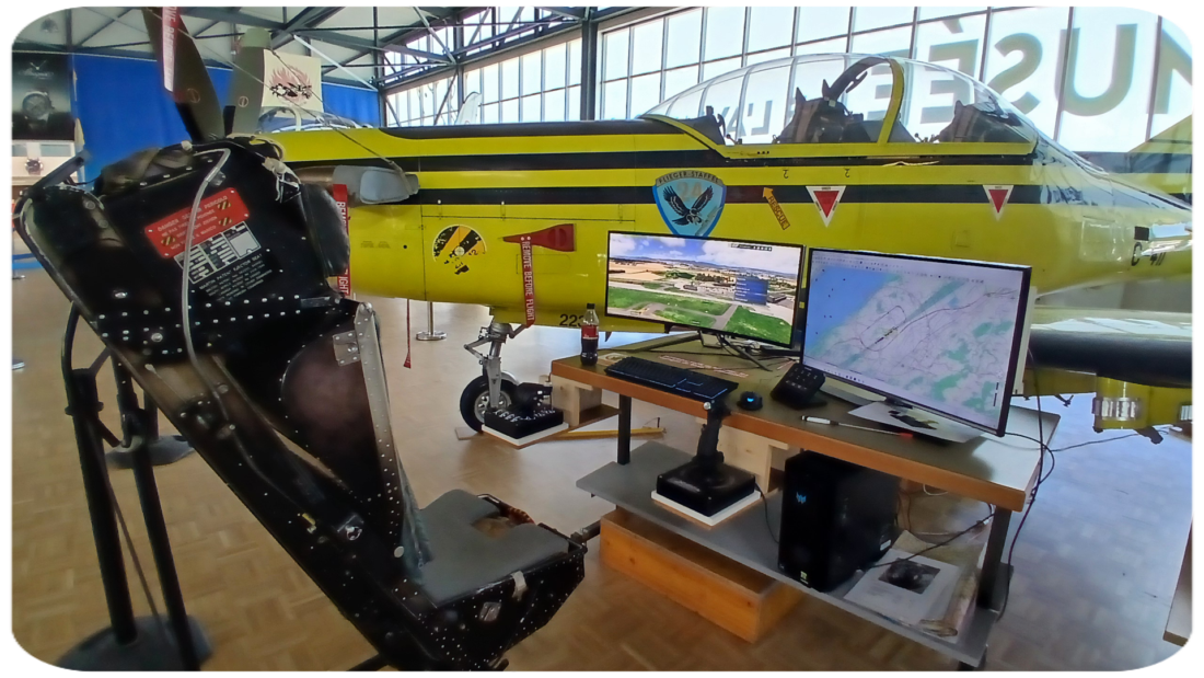 Simulateur d'initiation au Musée Clin d'Ailes pour faire les premiers accompagné d'un animateur